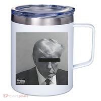 Liberal Advisory Explicit Content Trump Mugshot 12oz Stainless Steel Coffee Mug thumb 0