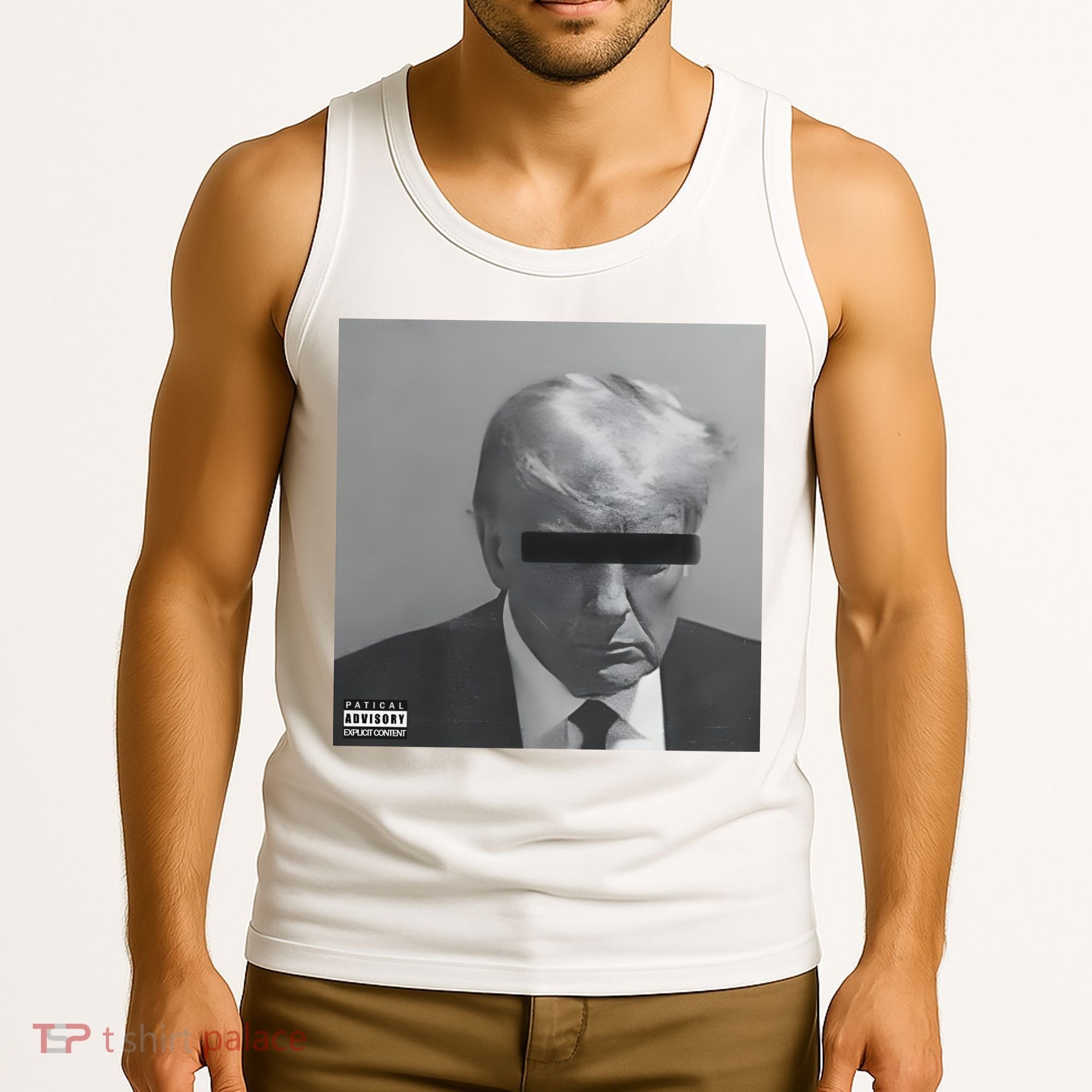 Liberal Advisory Explicit Content Trump Mugshot Tank Top