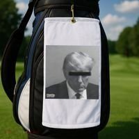 Liberal Advisory Explicit Content Trump Mugshot Golf Towel thumb 2