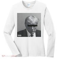 Liberal Advisory Explicit Content Trump Mugshot Women's Long Sleeve Shirt thumb 0