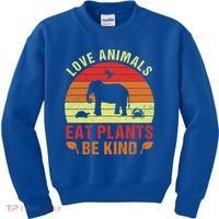 Love Animals Eat Plants Meme Vegan Plant Powered Vegetarian Gift Kids Sweatshirt thumb 0
