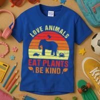 Love Animals Eat Plants Meme Vegan Plant Powered Vegetarian Gift Kids T-Shirt thumb 3