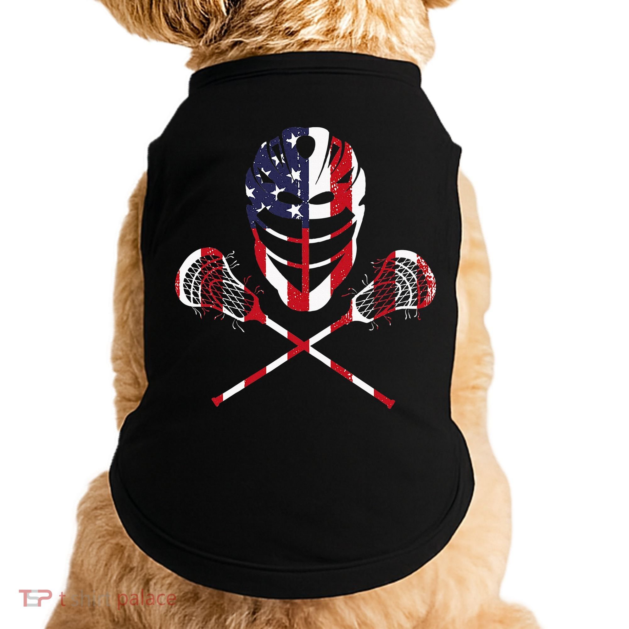 Lacrosse American Flag Lax Helmet Sticks Doggie Tank