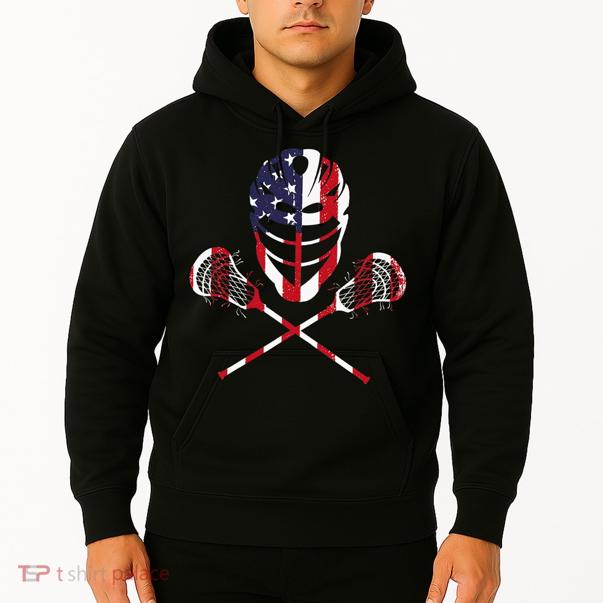 Lacrosse American Flag Lax Helmet Sticks Hoodie