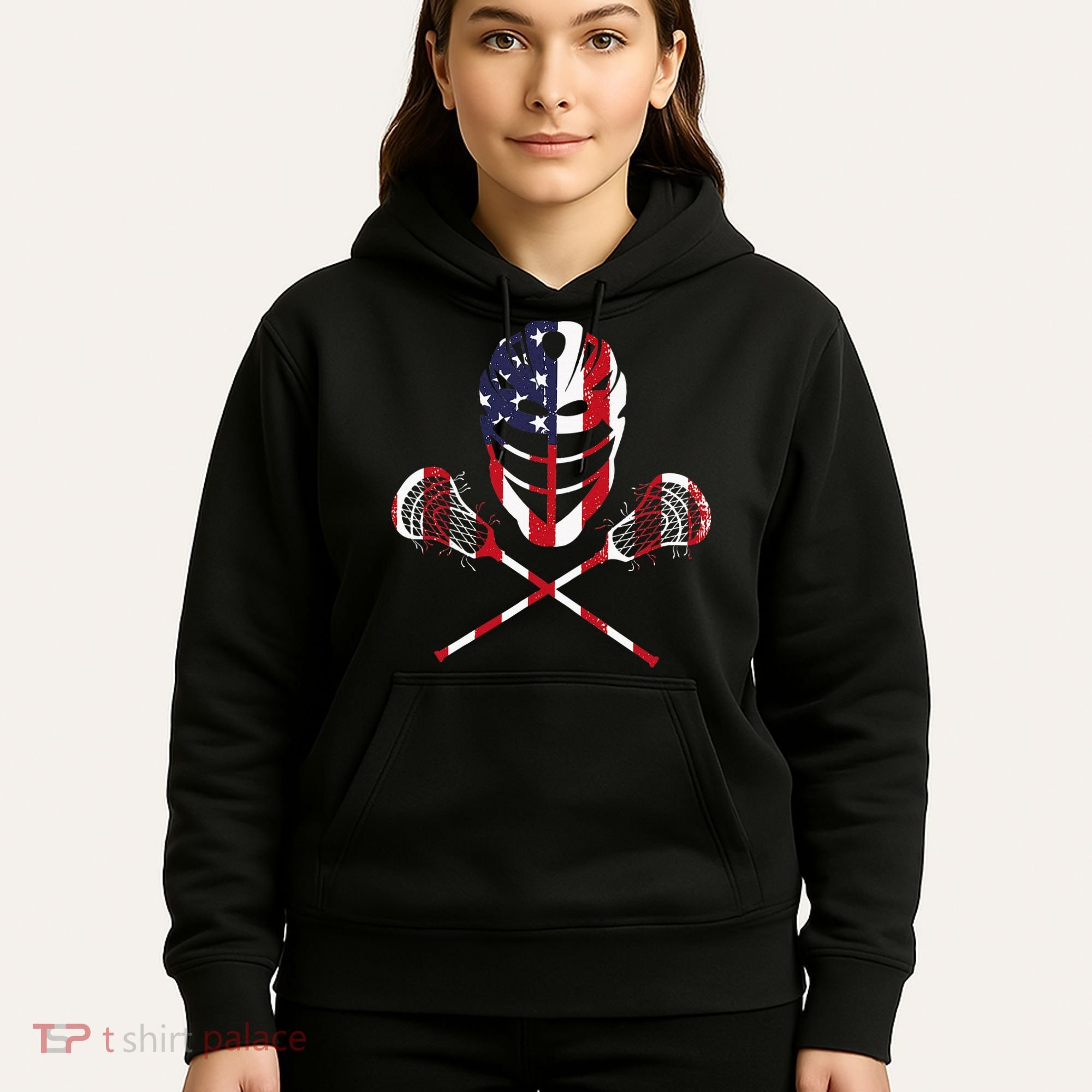 Lacrosse American Flag Lax Helmet Sticks Hoodie