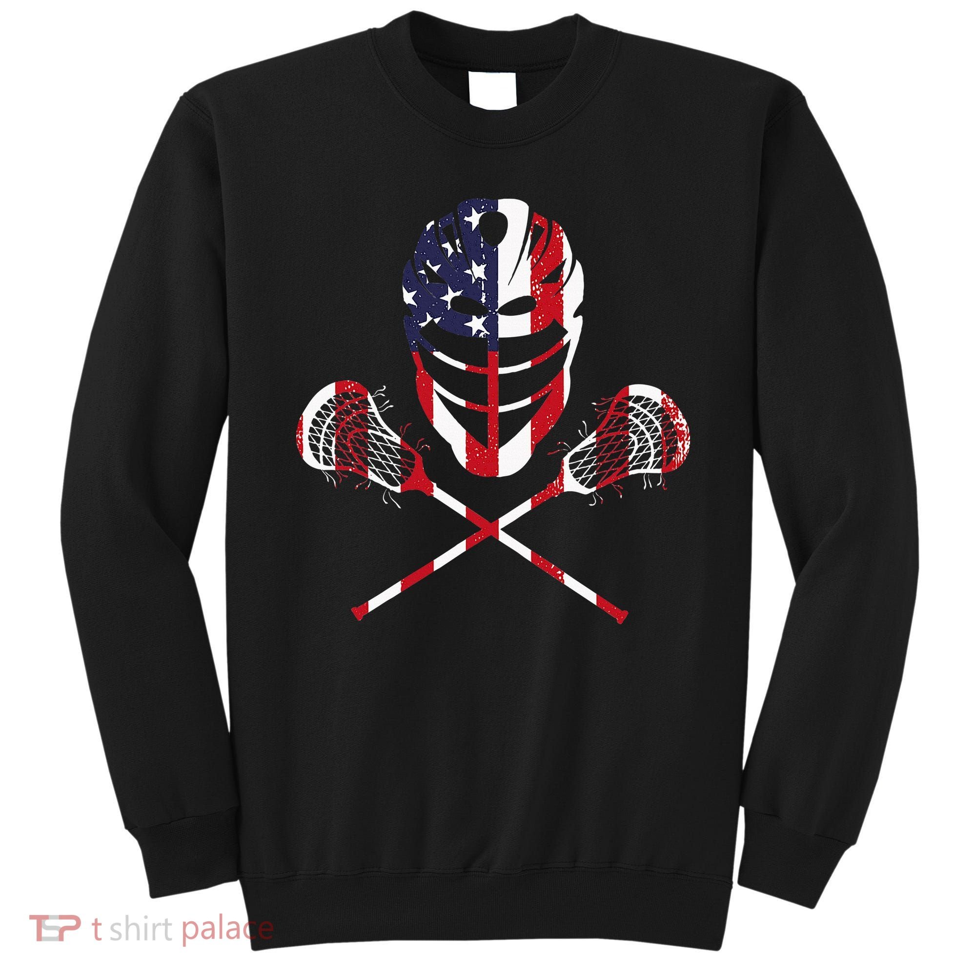 Lacrosse American Flag Lax Helmet Sticks Sweatshirt