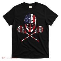 Lacrosse American Flag Lax Helmet Sticks T-Shirt thumb 0