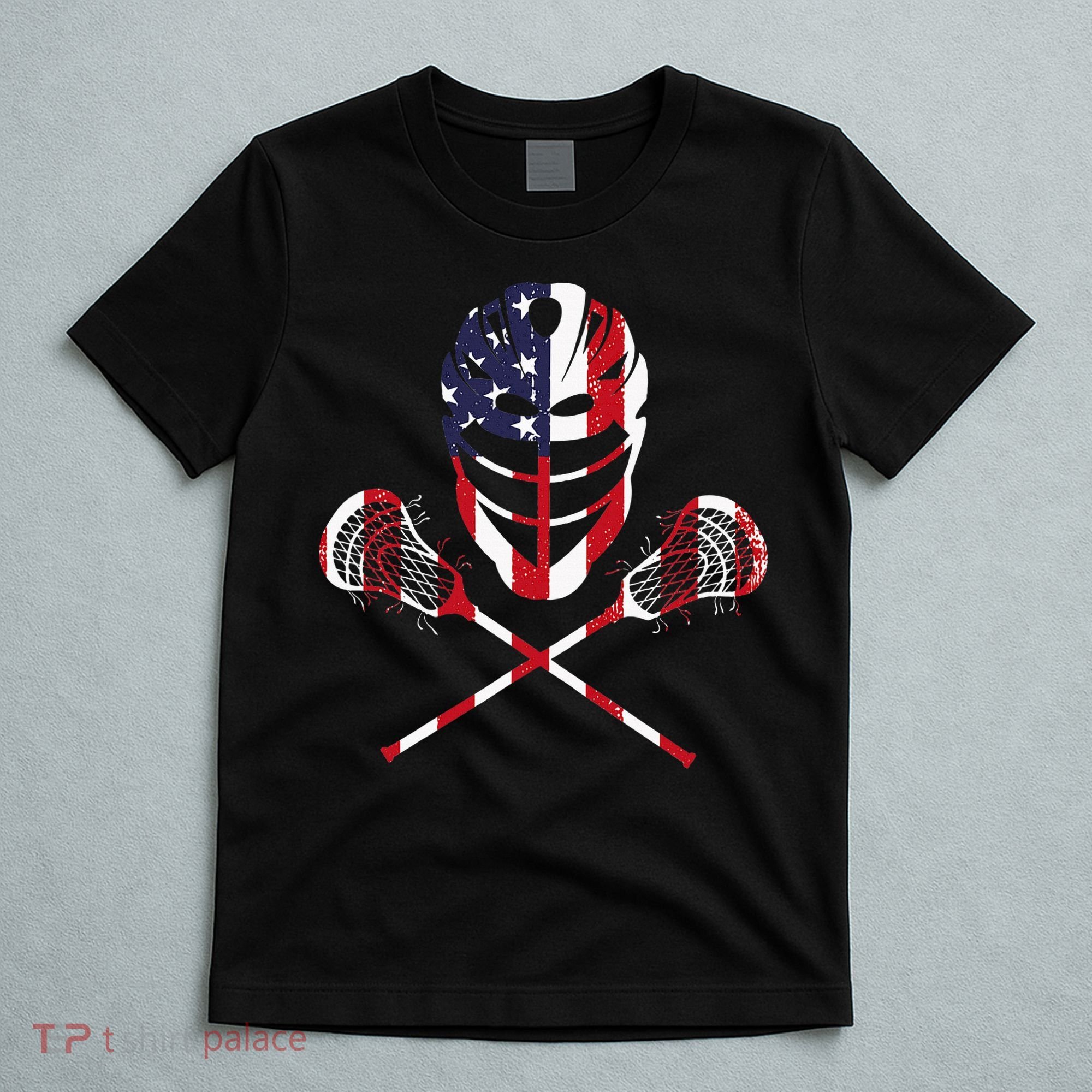 Lacrosse American Flag Lax Helmet Sticks T-Shirt