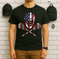 Lacrosse American Flag Lax Helmet Sticks T-Shirt thumb 6