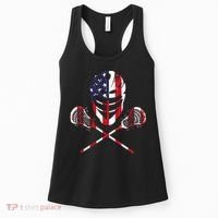 Lacrosse American Flag Lax Helmet Sticks Women's Tank Top thumb 0