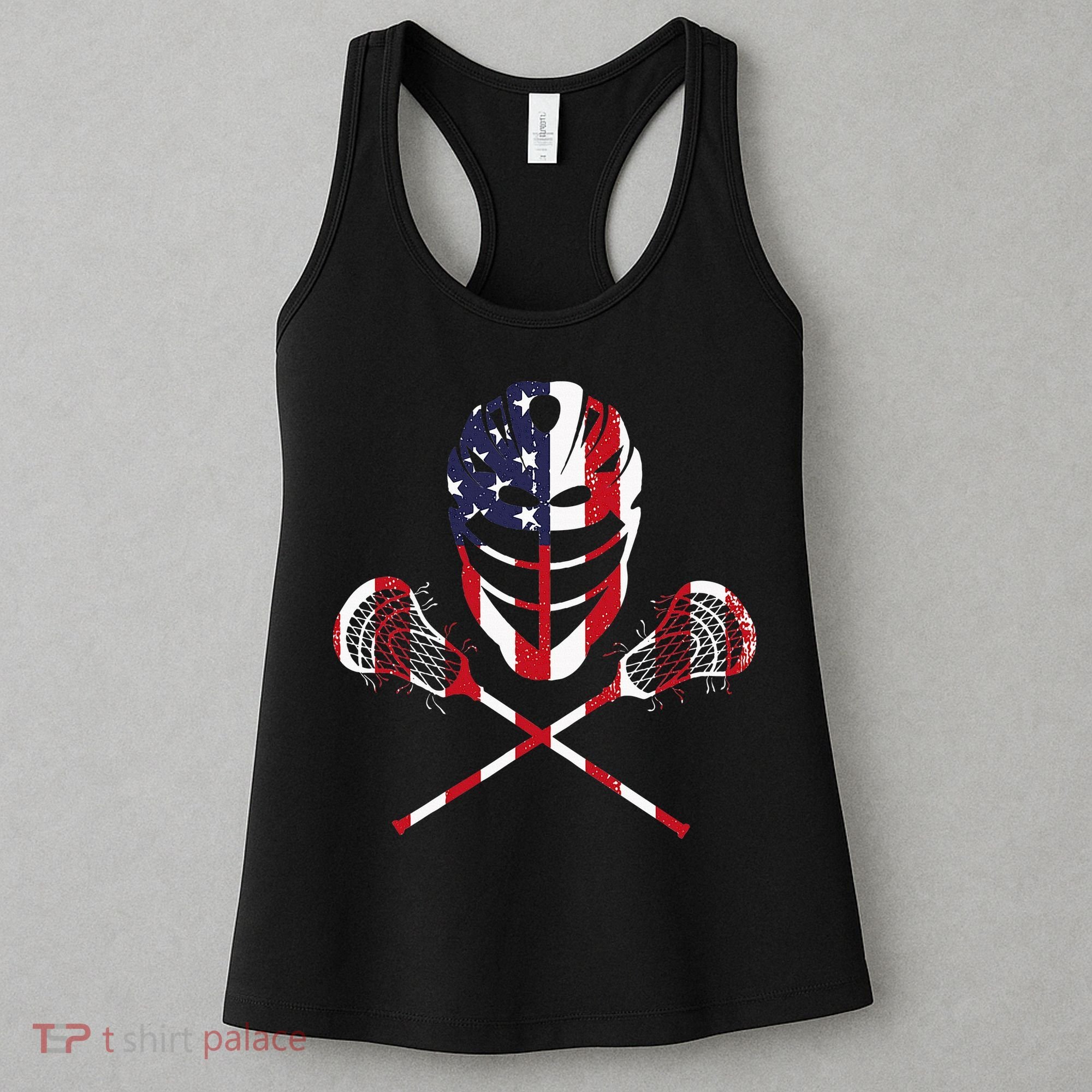 Lacrosse American Flag Lax Helmet Sticks Women's Tank Top