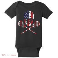 Lacrosse American Flag Lax Helmet Sticks Baby Bodysuit thumb 0