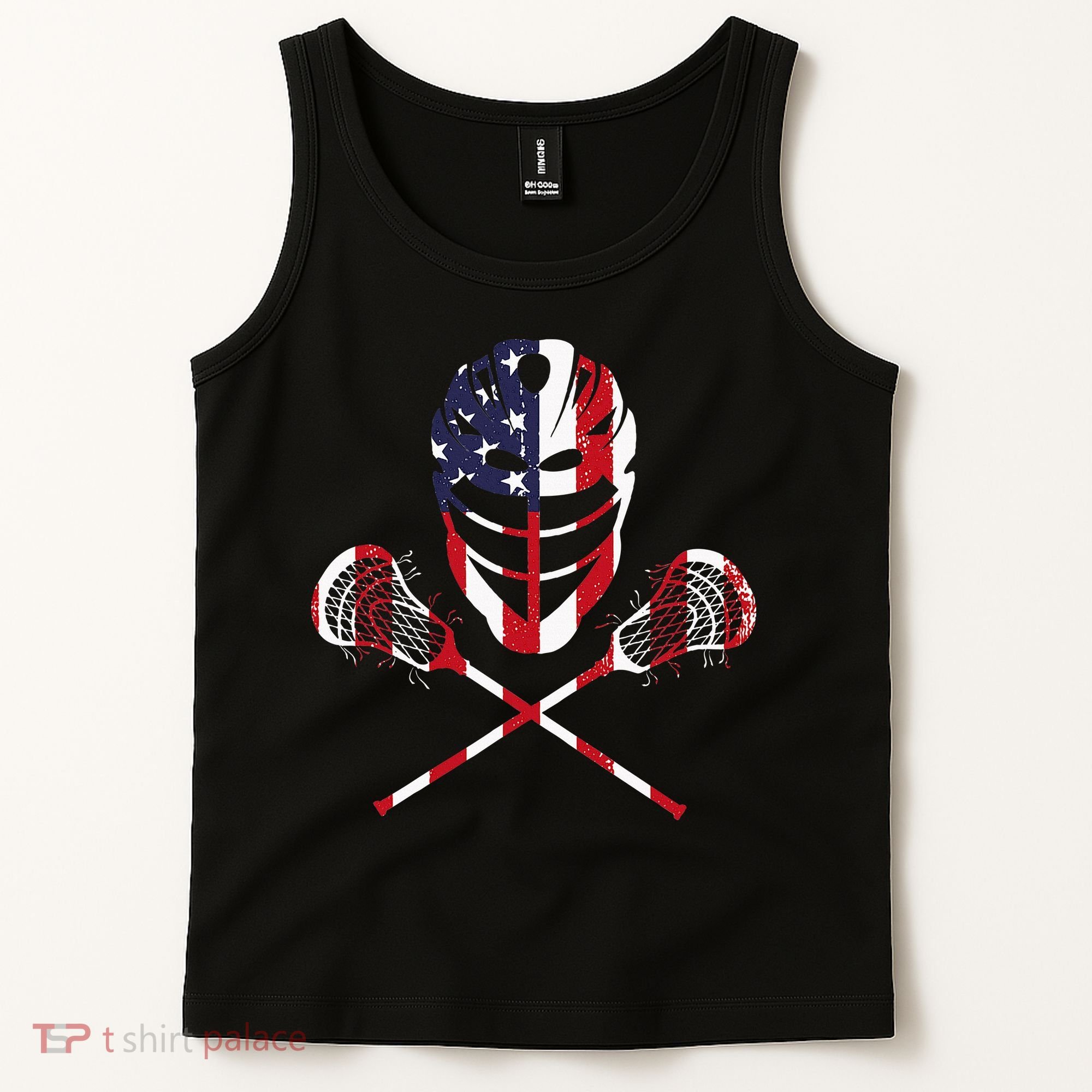 Lacrosse American Flag Lax Helmet Sticks Tank Top