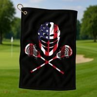 Lacrosse American Flag Lax Helmet Sticks Golf Towel thumb 1