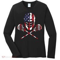 Lacrosse American Flag Lax Helmet Sticks Women's Long Sleeve Shirt thumb 0