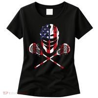 Lacrosse American Flag Lax Helmet Sticks Women's T-Shirt thumb 0