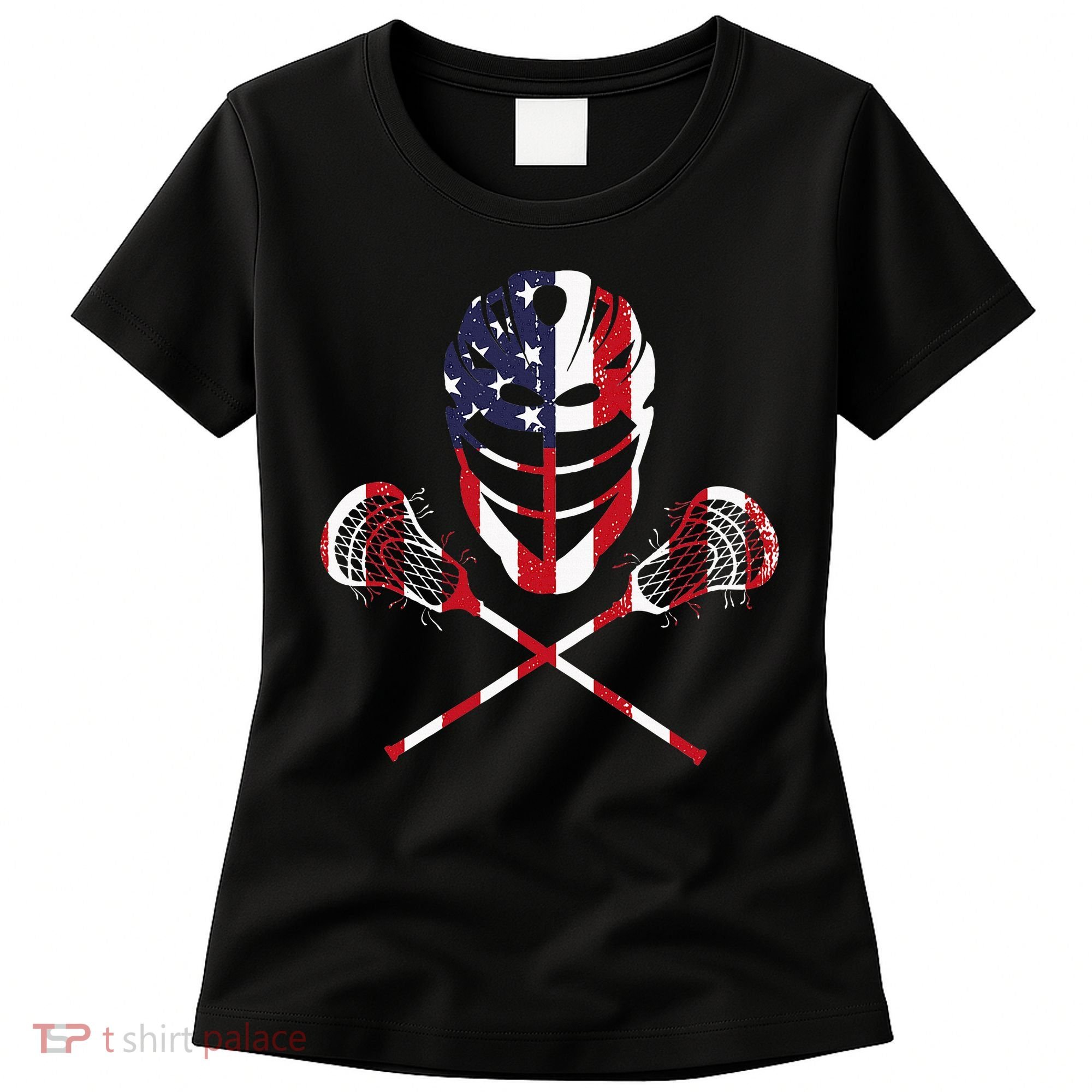 Lacrosse American Flag Lax Helmet Sticks Women's T-Shirt
