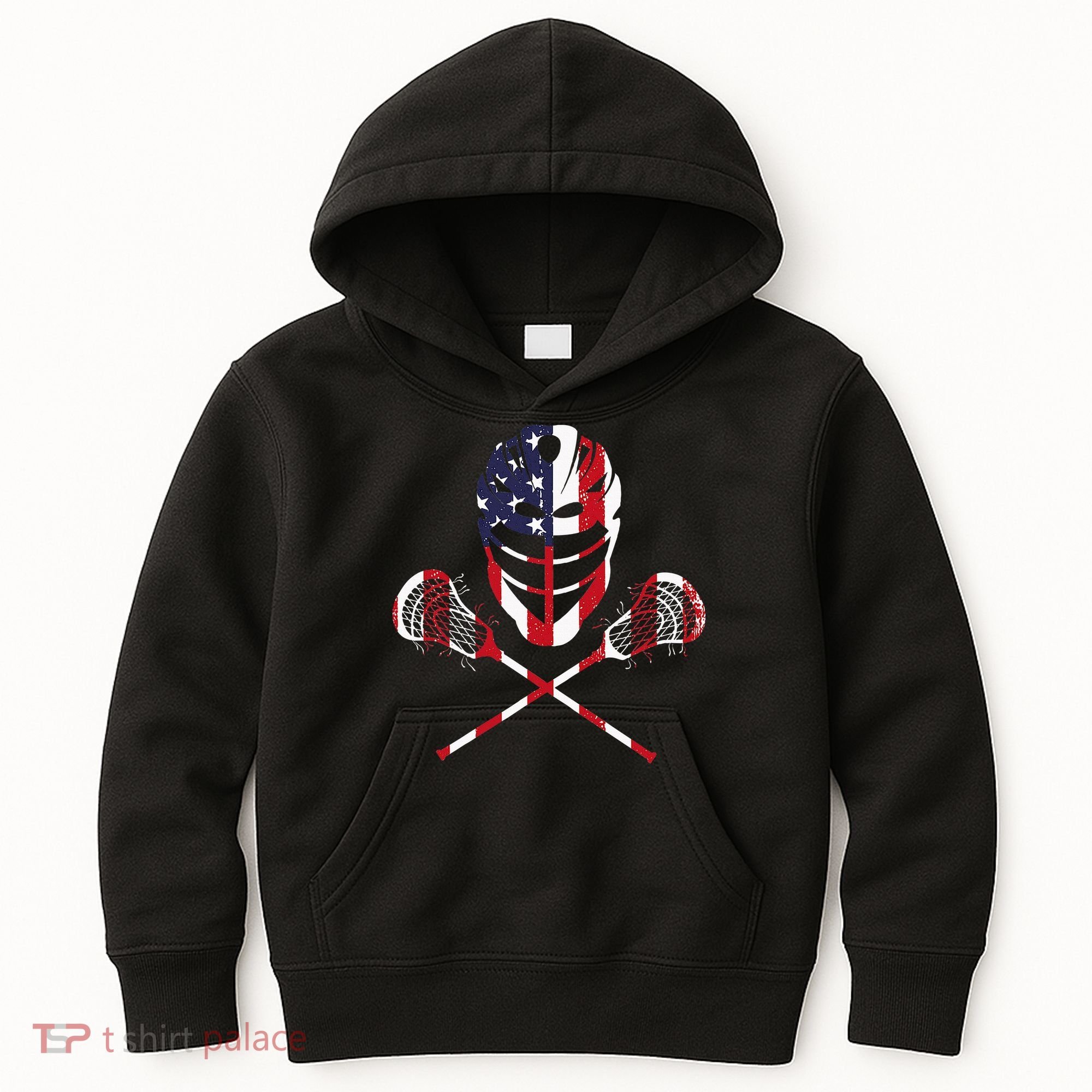 Lacrosse American Flag Lax Helmet Sticks Kids Hoodie