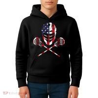 Lacrosse American Flag Lax Helmet Sticks Kids Hoodie thumb 4