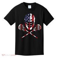 Lacrosse American Flag Lax Helmet Sticks Kids T-Shirt thumb 0