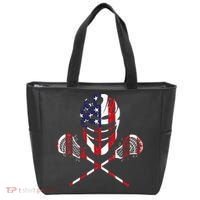 Lacrosse American Flag Lax Helmet Sticks Tote Bag thumb 0