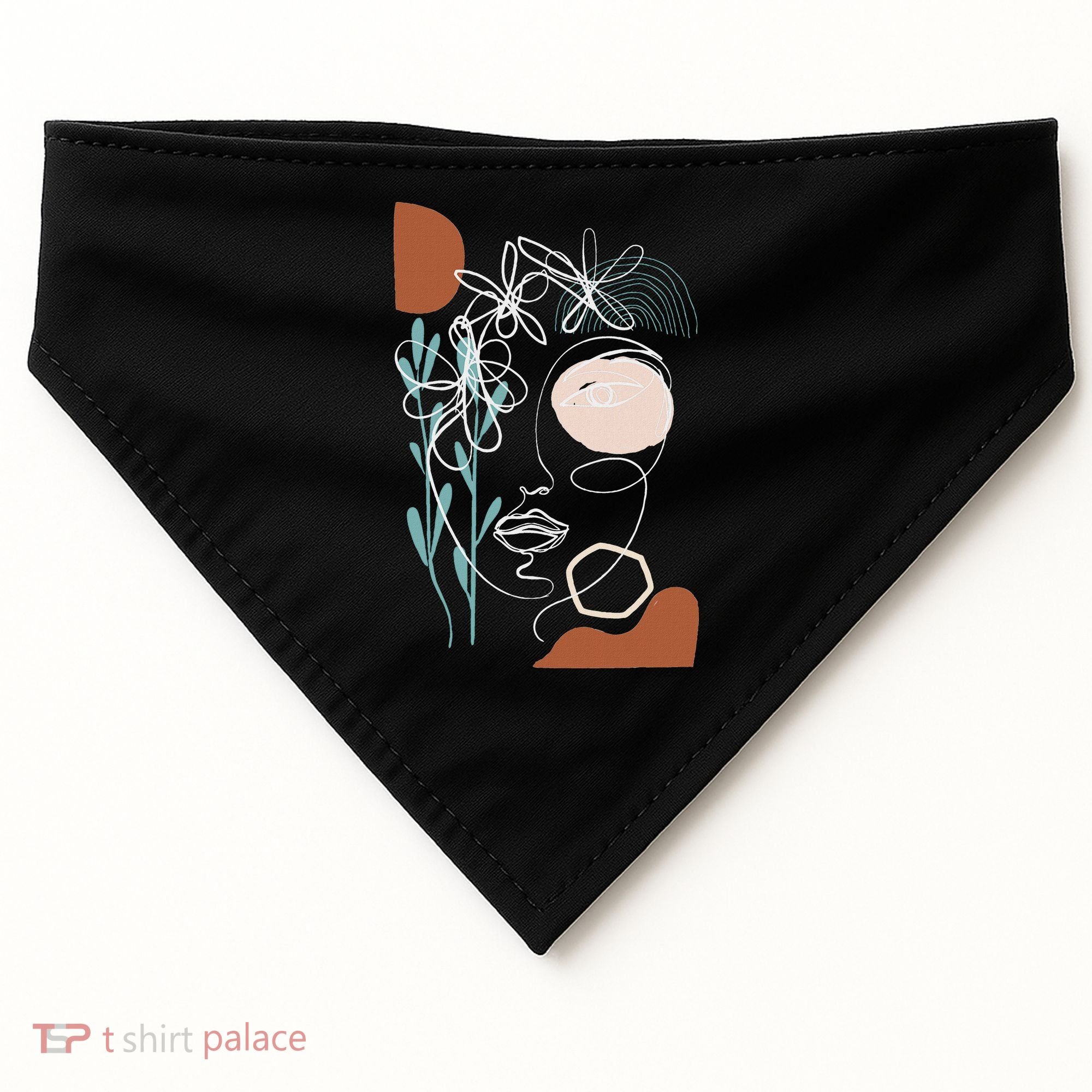 Line Art Face Abstract Art One Line Minimal USA-Made Doggie Bandana
