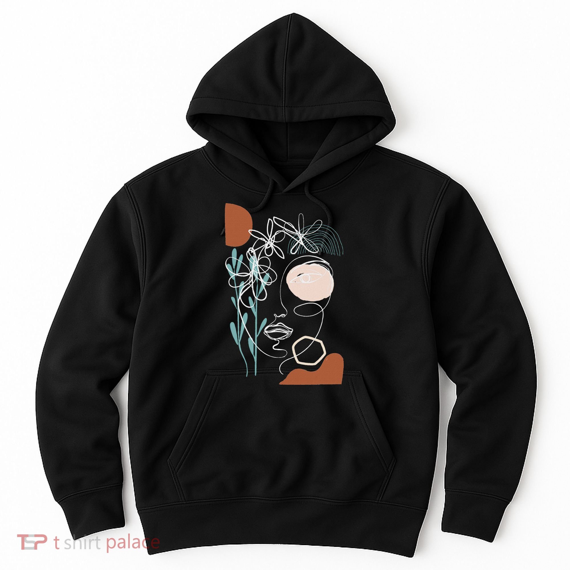 Line Art Face Abstract Art One Line Minimal Hoodie