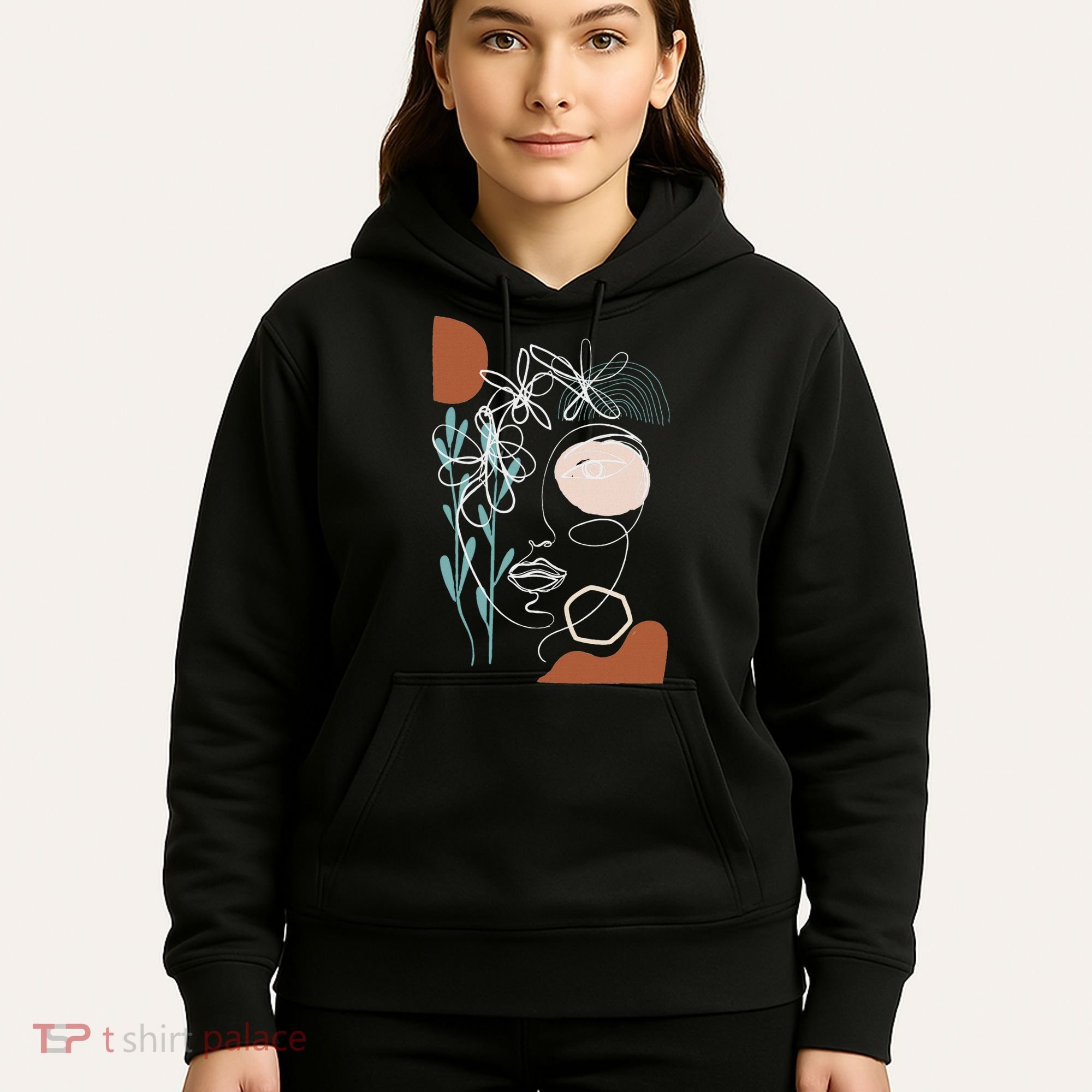 Line Art Face Abstract Art One Line Minimal Hoodie