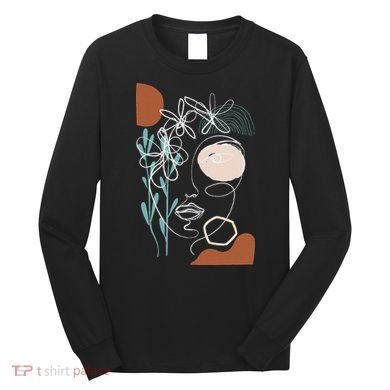 Line Art Face Abstract Art One Line Minimal Long Sleeve Shirt
