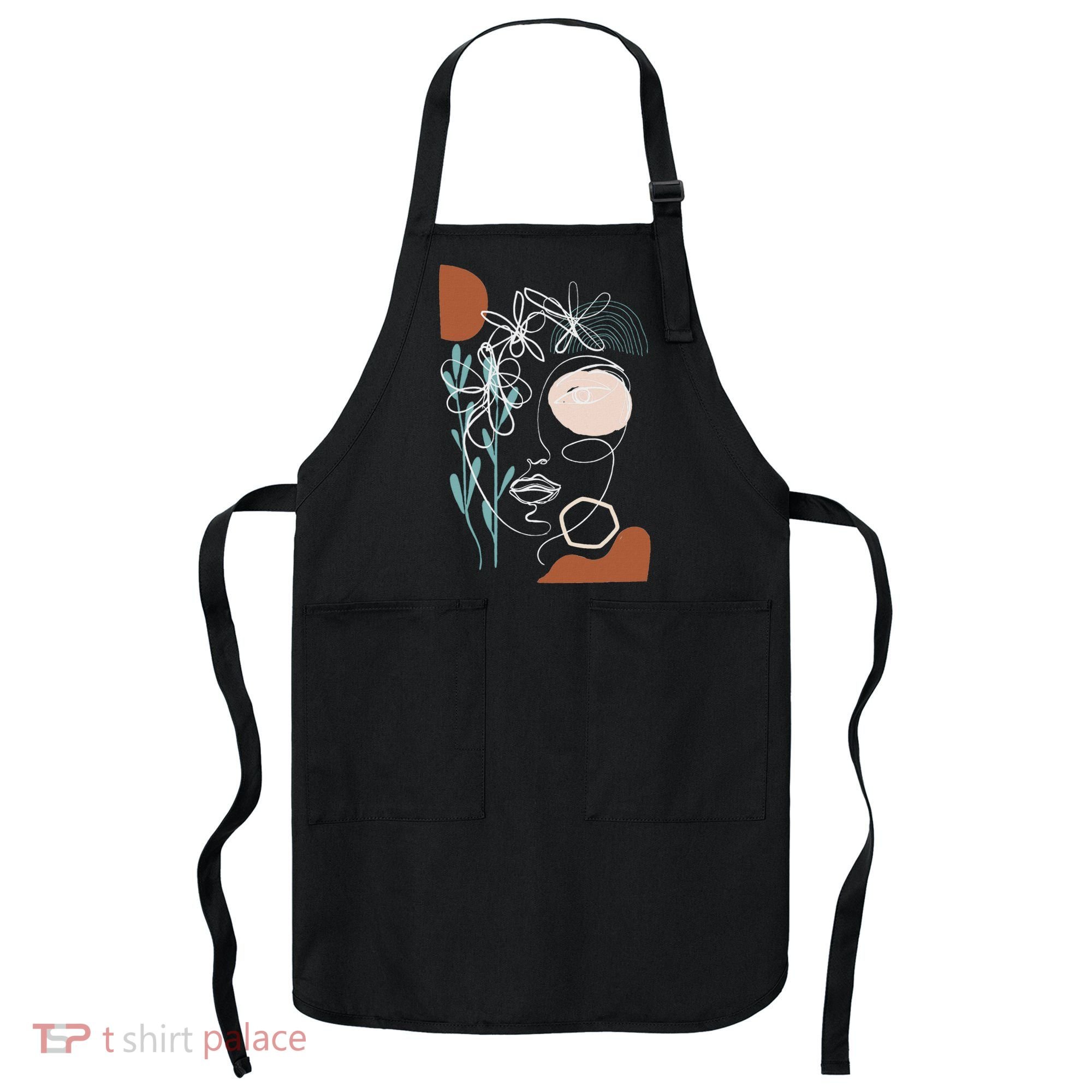 Line Art Face Abstract Art One Line Minimal Apron