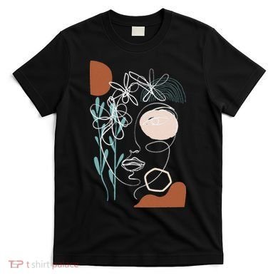 Line Art Face Abstract Art One Line Minimal T-Shirt