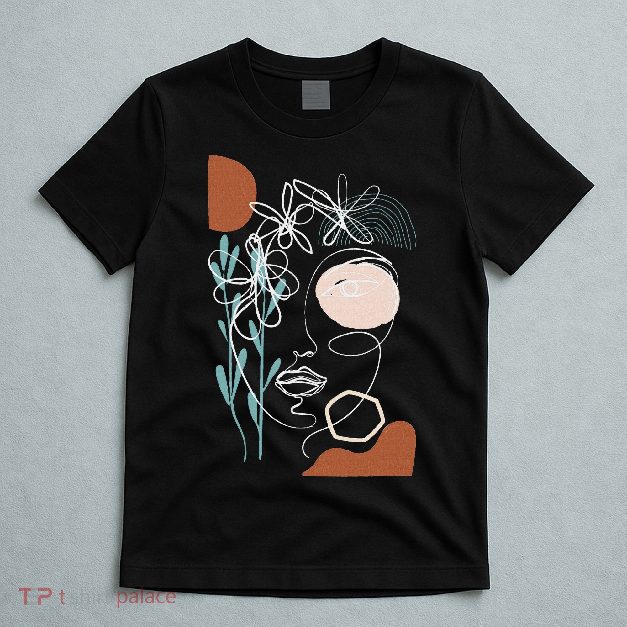 Line Art Face Abstract Art One Line Minimal T-Shirt