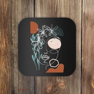 Line Art Face Abstract Art One Line Minimal Coaster