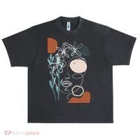 Line Art Face Abstract Art One Line Minimal Urban Oversized Heavyweight T-Shirt thumb 0