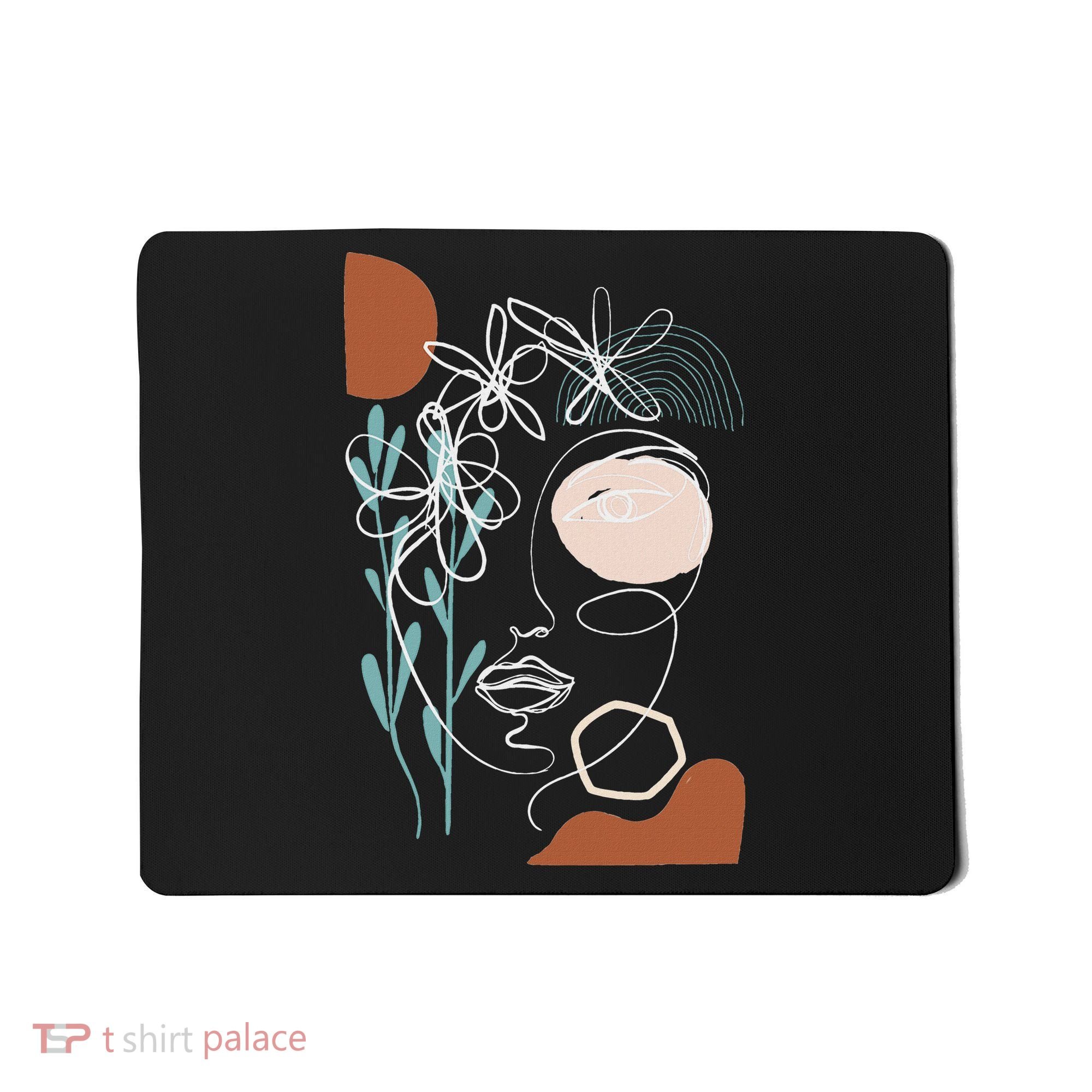Line Art Face Abstract Art One Line Minimal Mousepad