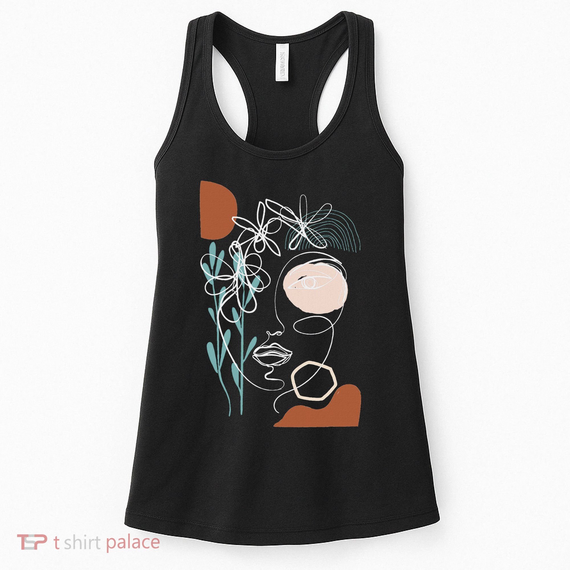 Line Art Face Abstract Art One Line Minimal Women's Tank Top