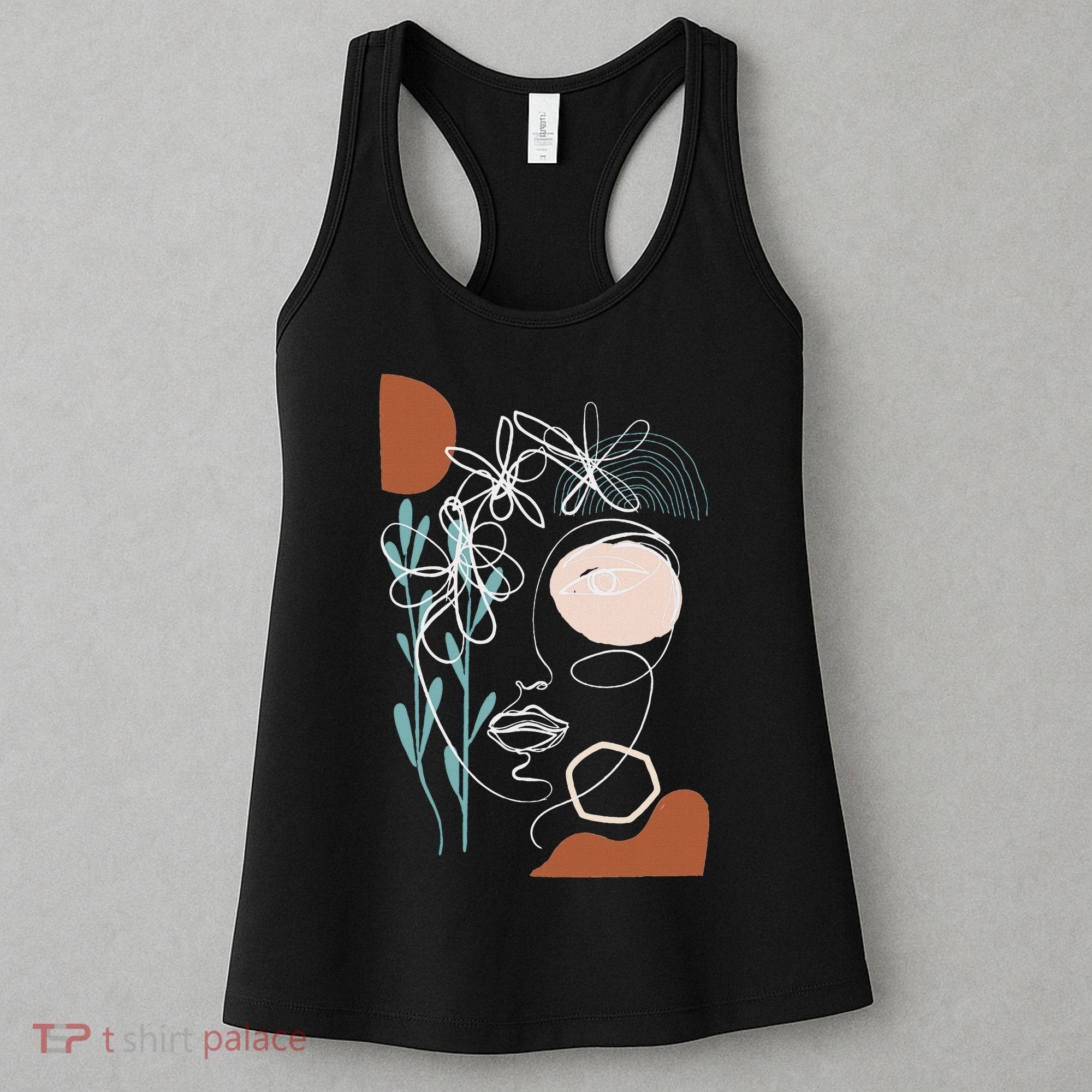 Line Art Face Abstract Art One Line Minimal Women's Tank Top