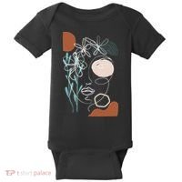 Line Art Face Abstract Art One Line Minimal Baby Bodysuit thumb 0
