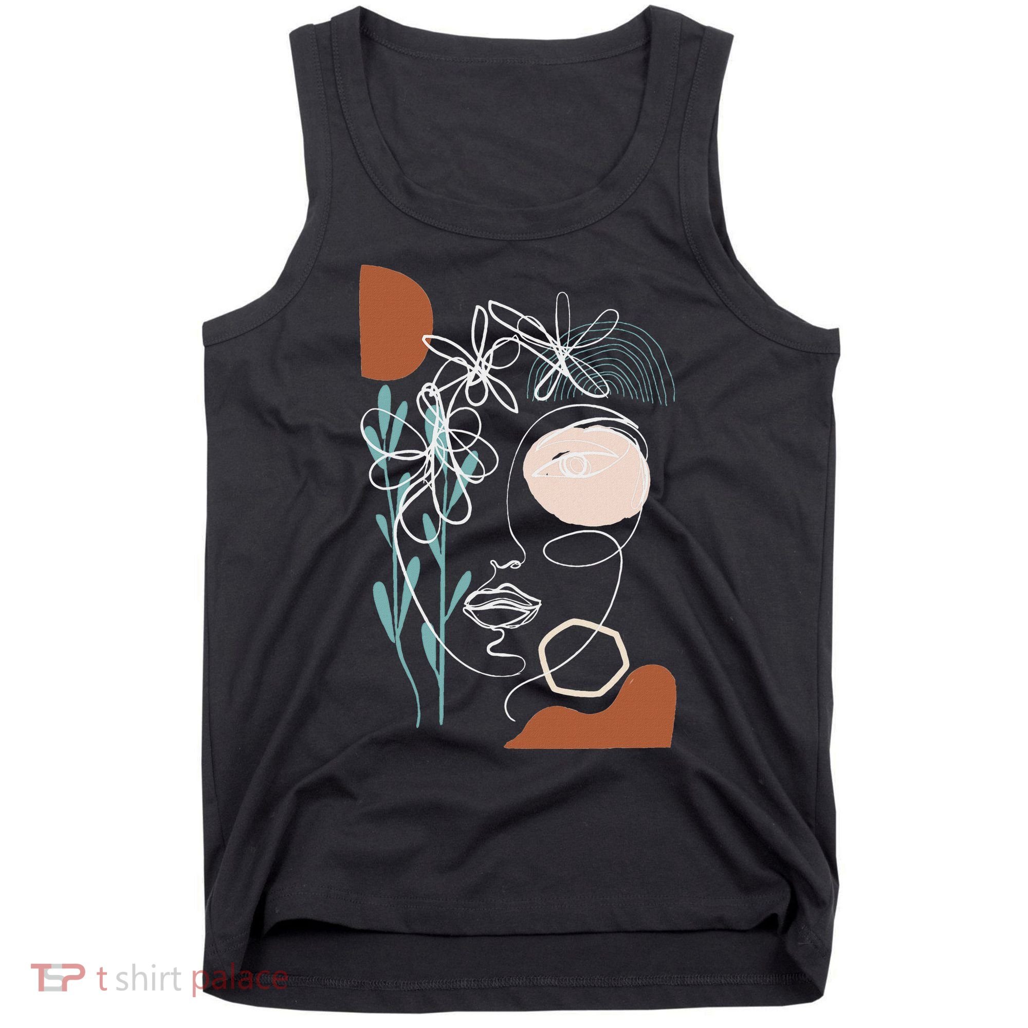 Line Art Face Abstract Art One Line Minimal Tank Top