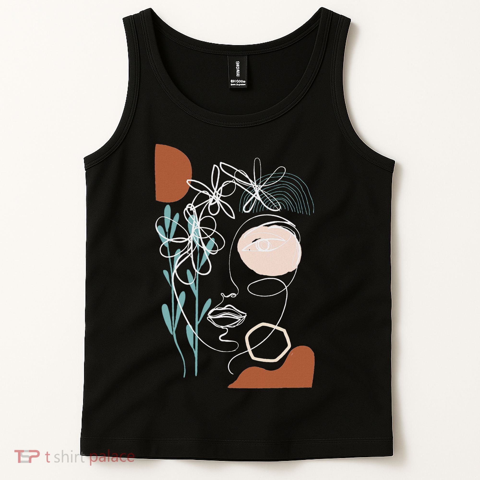 Line Art Face Abstract Art One Line Minimal Tank Top