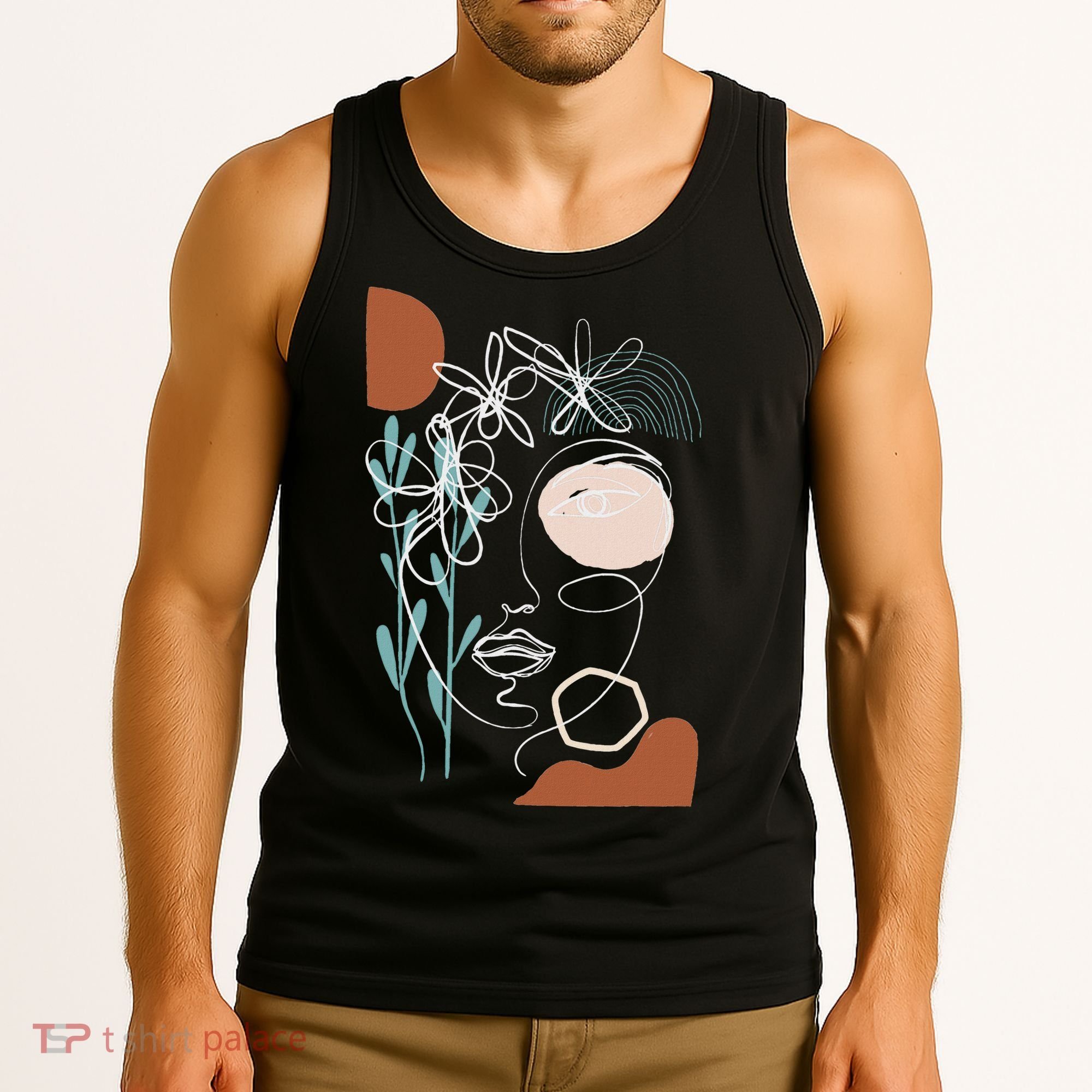 Line Art Face Abstract Art One Line Minimal Tank Top