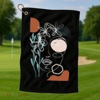 Line Art Face Abstract Art One Line Minimal Golf Towel thumb 1