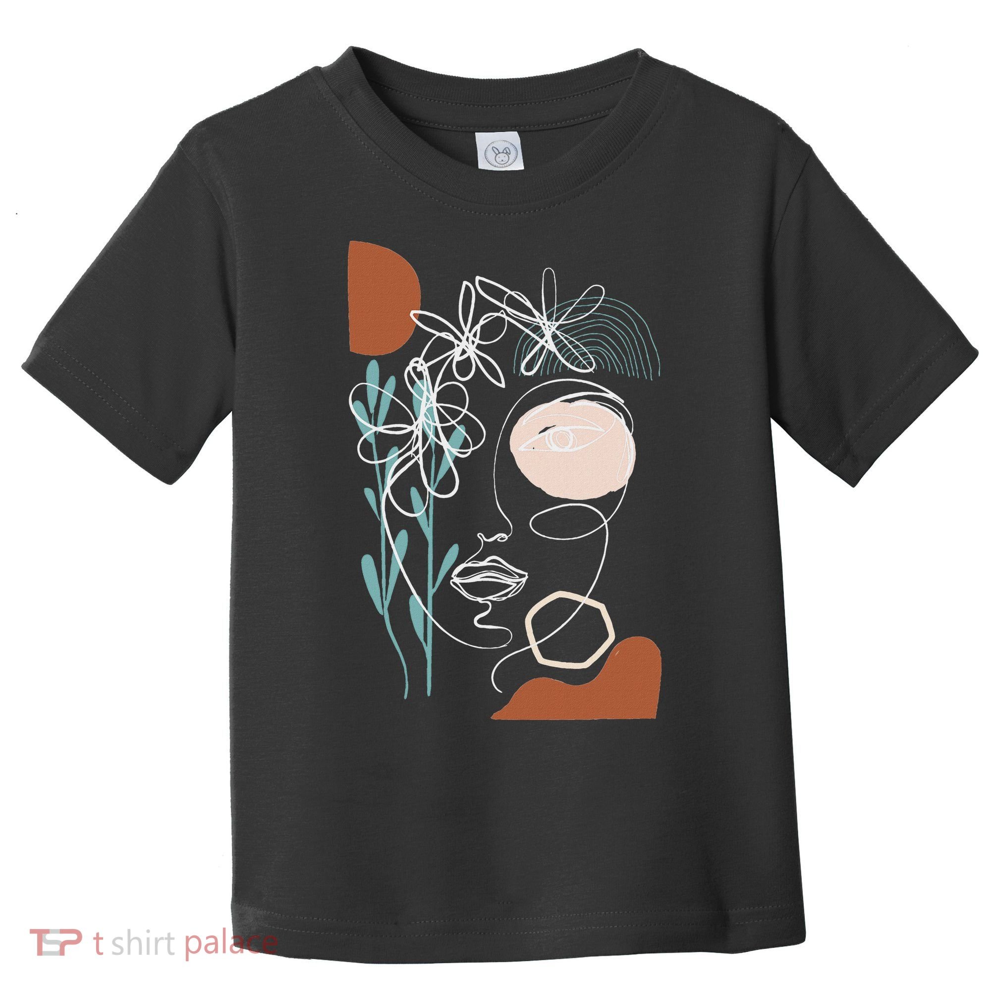 Line Art Face Abstract Art One Line Minimal Toddler T-Shirt