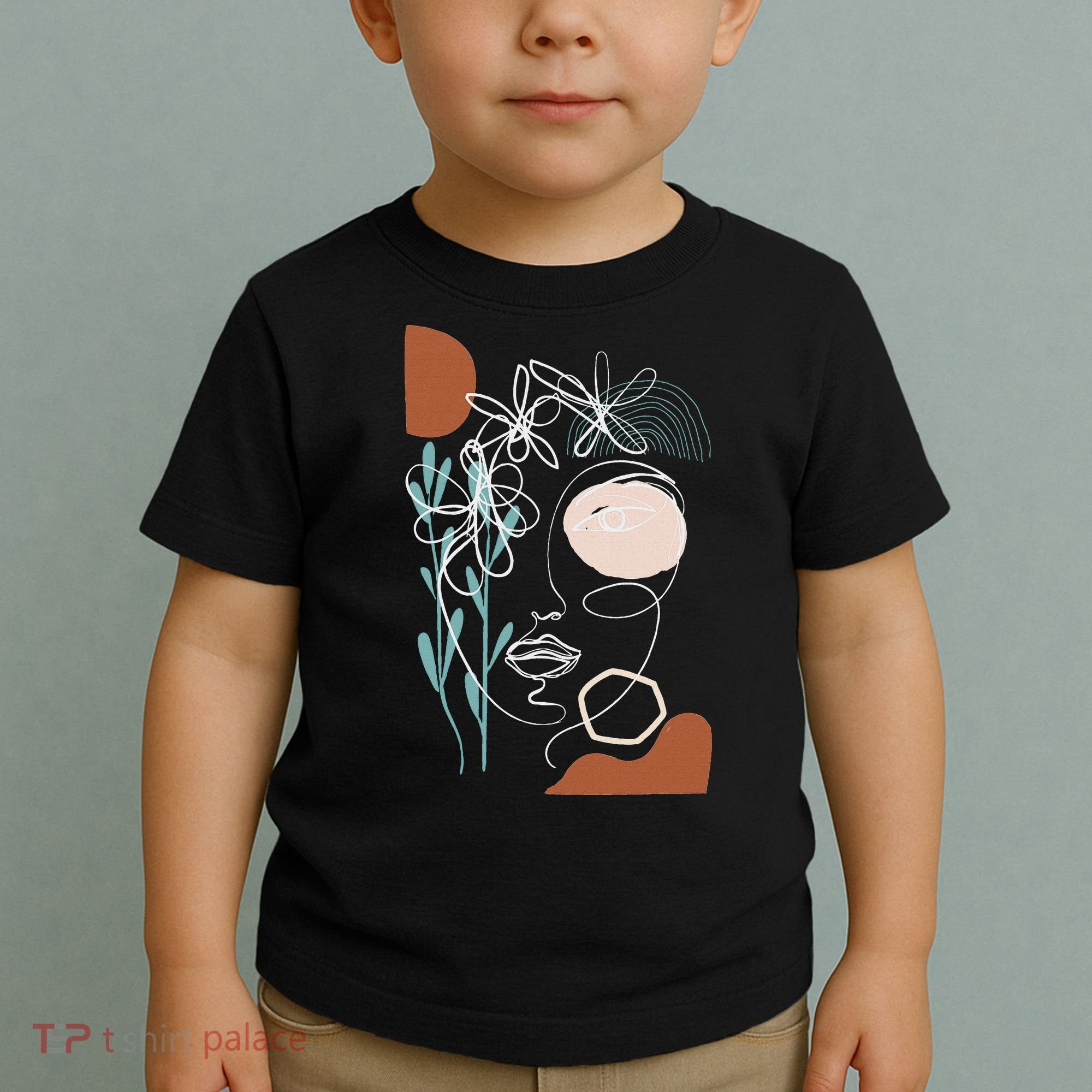 Line Art Face Abstract Art One Line Minimal Toddler T-Shirt