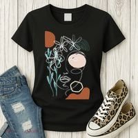Line Art Face Abstract Art One Line Minimal Women's T-Shirt thumb 3