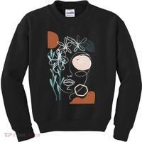 Line Art Face Abstract Art One Line Minimal Kids Sweatshirt thumb 0