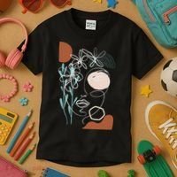 Line Art Face Abstract Art One Line Minimal Kids T-Shirt thumb 3