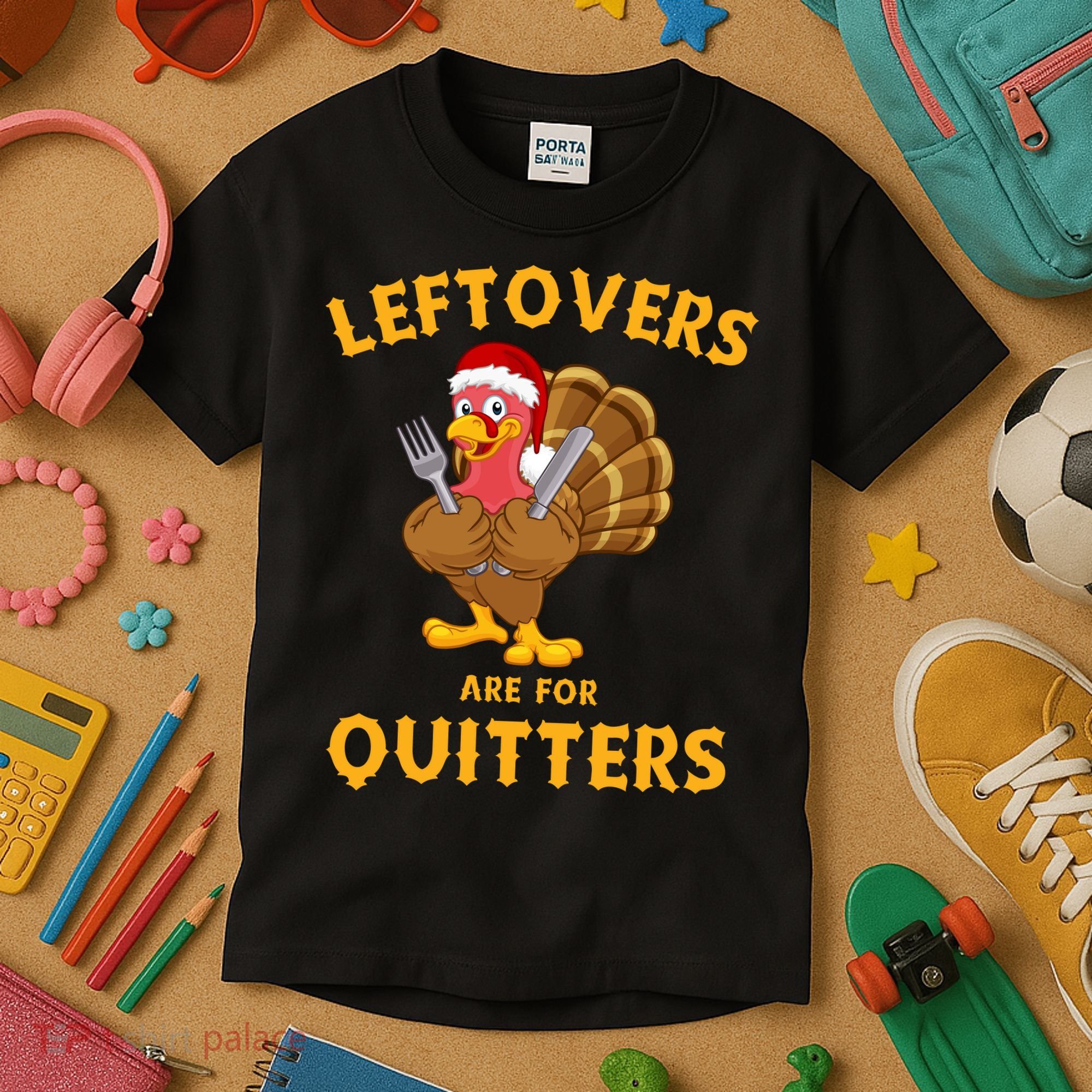 Leftovers Are For Quitters Funny Thanksgiving Turkey Dinner Kids T-Shirt