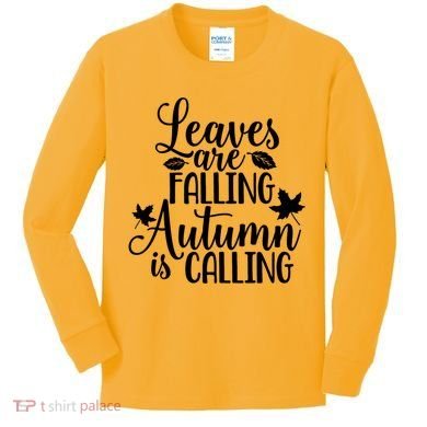 Leaves Are Falling Autumn Is Calling Kids Long Sleeve Shirt