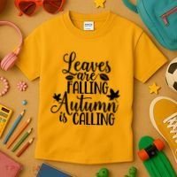 Leaves Are Falling Autumn Is Calling Kids T-Shirt thumb 3